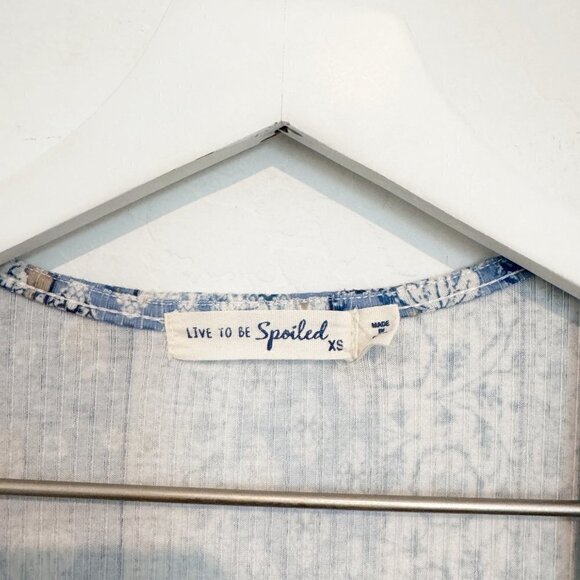 Mixed Print Stripe Longline Cardigan Casual Boho Bohemian Blue White Size XS - Picture 5 of 9